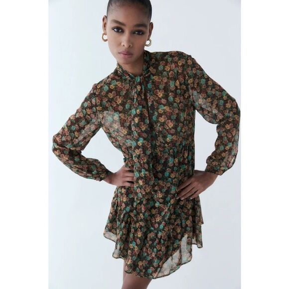 ZARA FLORAL PRINT DRESS - Picture 1 of 4